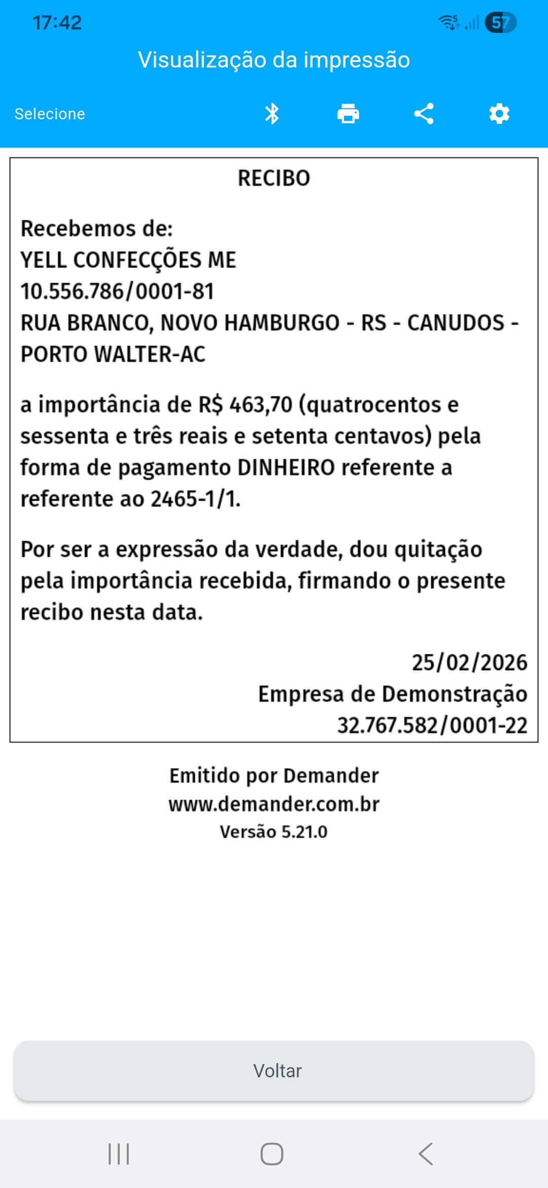 Recebimento financeiro