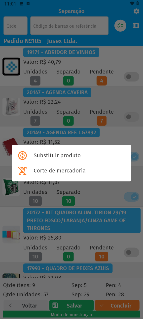 Separação de pedidos