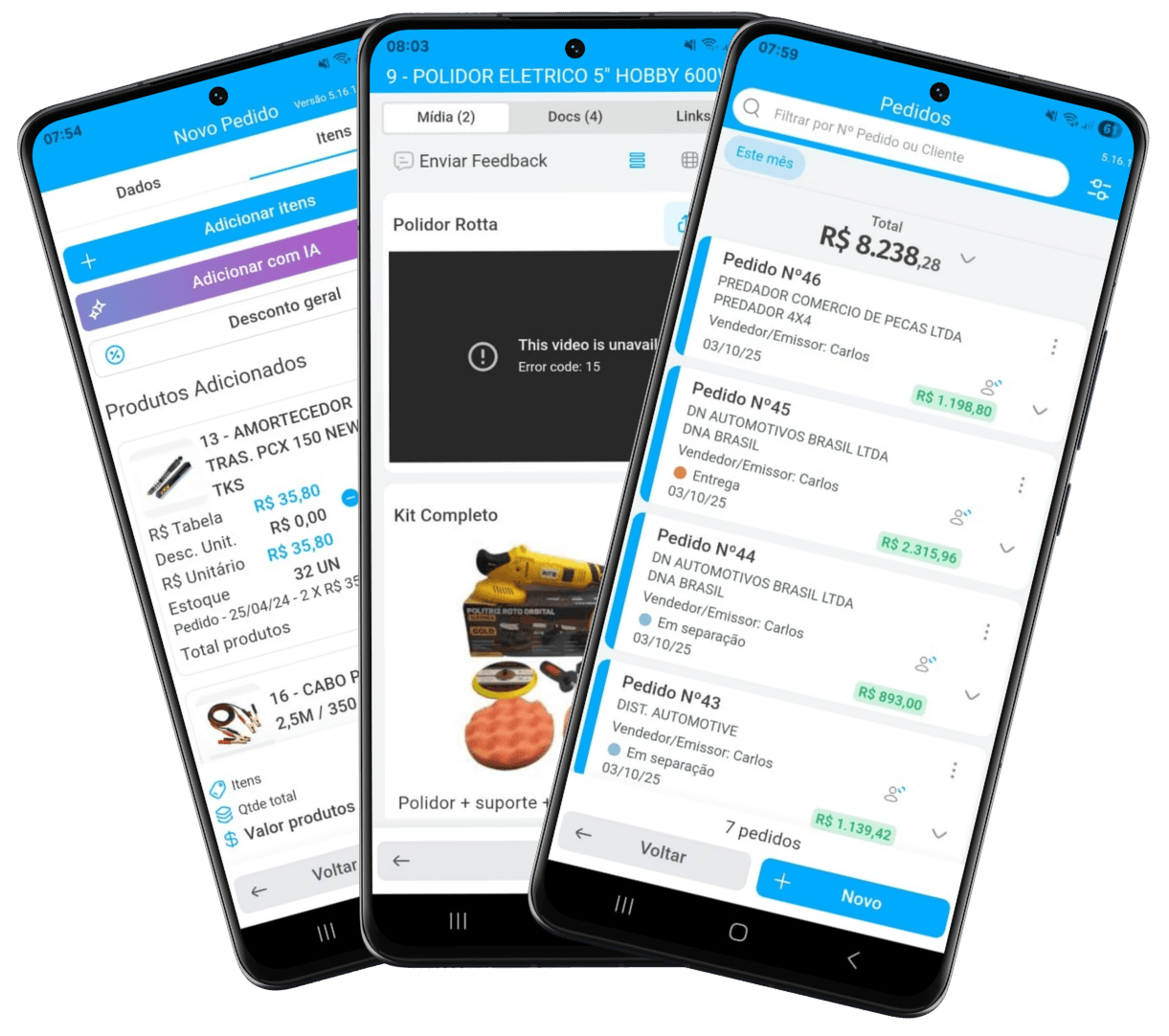 Mockups Aplicativo Demander Sales